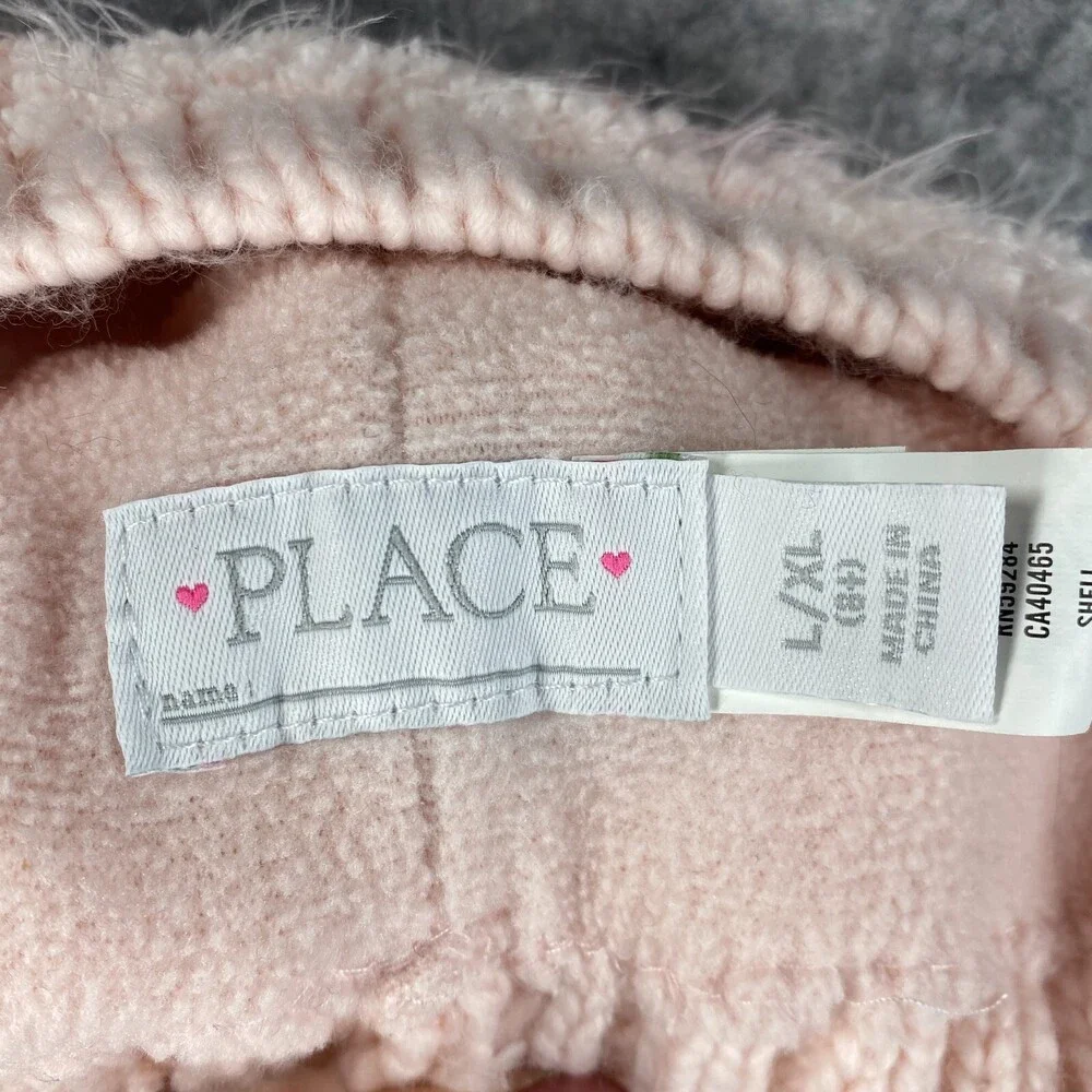 Childrens Place Hat Girls L XL Pink Reversible Sequin Unicorn Fleece Sherpa Puff